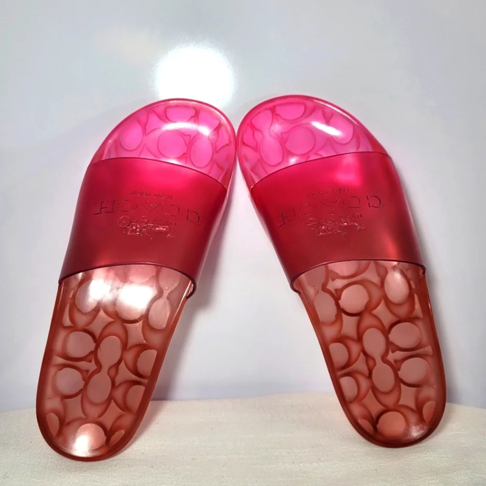Coach Women's Size 9B Pink Ulyssa Jelly Slides.